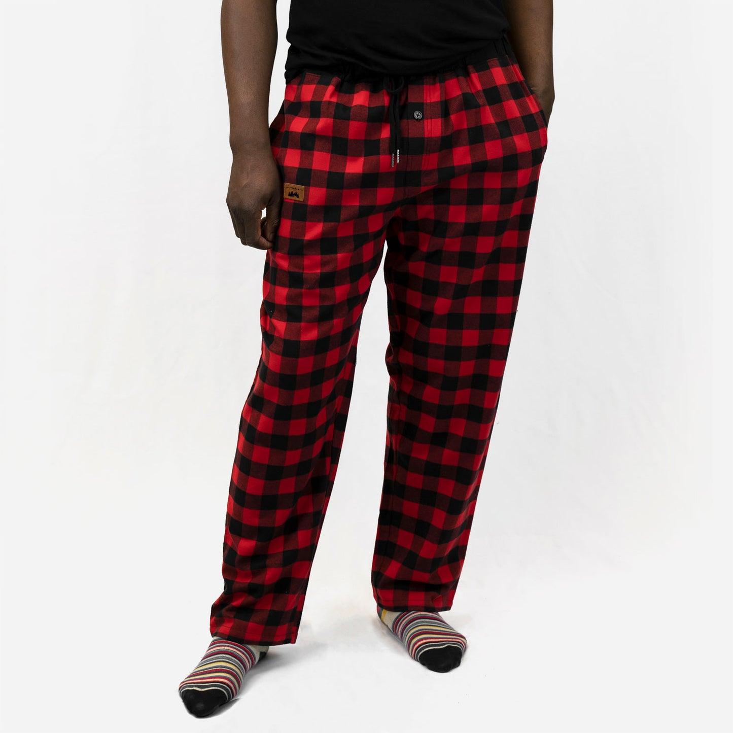 Cheap Men's Black Plaid Comfortable Fit Lumberjack Weave Pajama